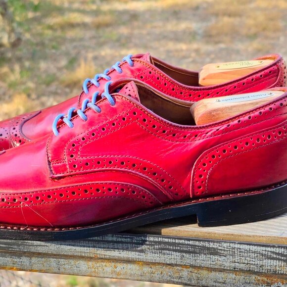 Allen Edmonds 9-D Red Madison Park Mens Leather Derby Wingtip Dress Shoes main image 4